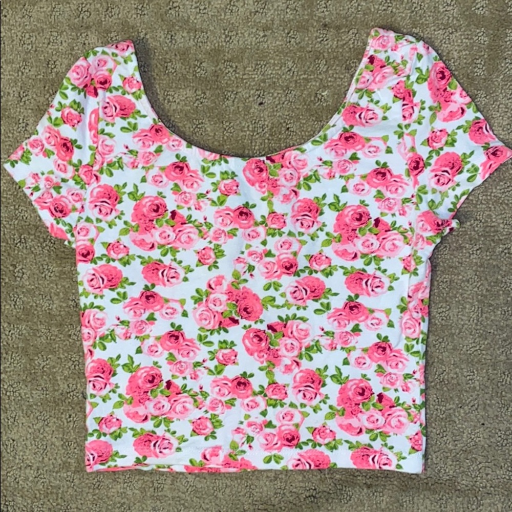 Floral Cropped T shirt